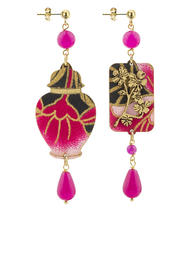 earrings-vase-silk-and-fuchsia-leather-4524